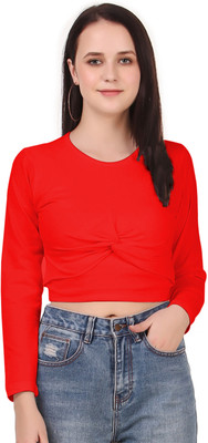 Be You Casual Full Sleeve Solid Women Red Top