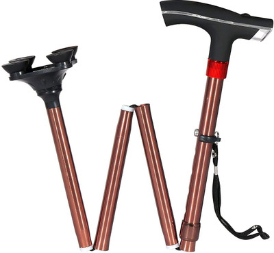 SWADESI BY MCP Folding Walking Stick with LED Light ,Adjustable & Portable Walking Stick 4 Leg Walking Stick