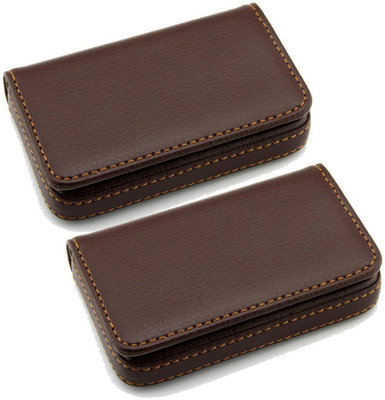 LOOPA Men Brown Artificial Leather Card Holder(6 Card Slots, Pack of 2)