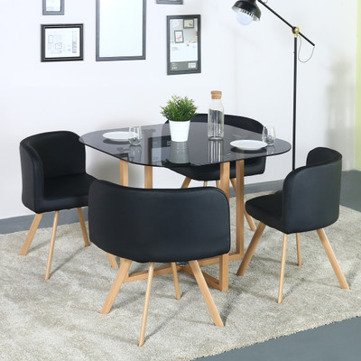 Flipkart Perfect Homes Atiu Metal 4 Seater Dining Set(Finish Color - Ebony Black)