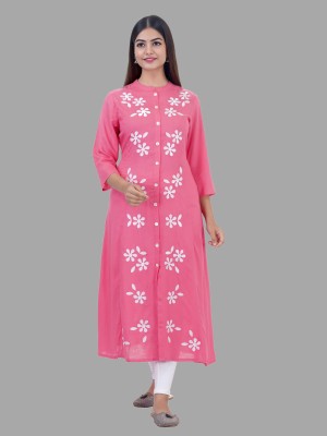 Ashlee Women Embroidered Anarkali Kurta(Pink)