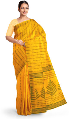 Pradip Fabrics Woven Tant Cotton Blend Saree(Yellow)