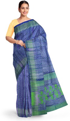 Pradip Fabrics Woven Tant Cotton Blend Saree(Blue)