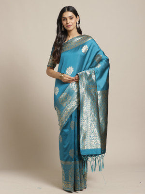 Ratnavati Woven Banarasi Silk Blend, Art Silk Saree(Light Blue)