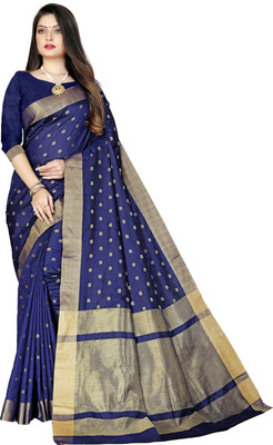 BHAKTI BHUSHAN CREATION Printed Bollywood Silk Blend Saree(Dark Blue)