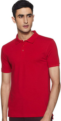 Uniplanet Store Solid Men Polo Neck Red T-Shirt