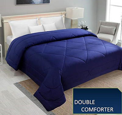 SIE STORE Self Design, Solid Double Comforter for  Mild Winter(Microfiber, Blue)