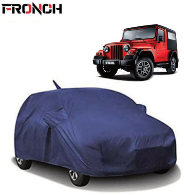 FRONCH Car Cover For Mahindra Thar (With Mirror Pockets)(Blue)