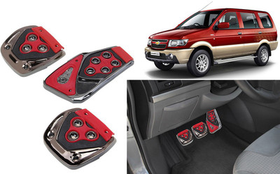 Selifaur 3 Pcs Red Non-Slip Manual Car Pedals kit Pad Covers Set for Chevrolet Tavera Type-2 Car Pedal