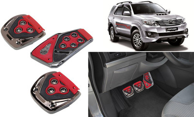 Selifaur 3 Pcs Red Non-Slip Manual Car Pedals kit Pad Covers Set for Toyota Fortuner Car Pedal