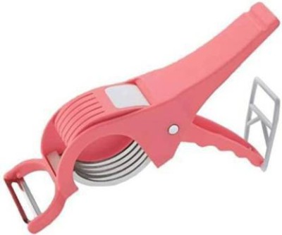 FIVANIO by FIVANIO Vegetable Cutter 2 in 1 Vegetable & Fruit Slicer Cutter with Peeler (Pink) Vegetable & Fruit Chopper(1 Cutter)