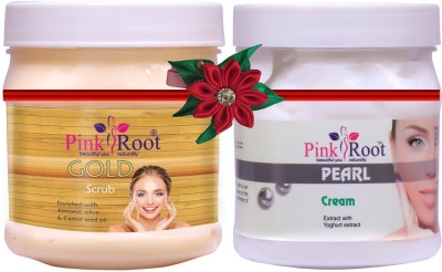 PINKROOT Gold Scrub 500gm with Pearl Cream 500gm(2 Items in the set)