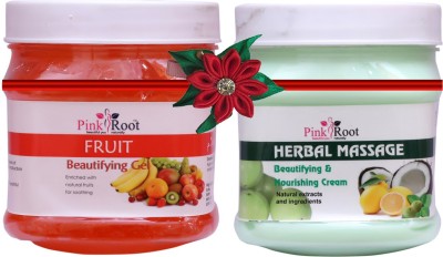 PINKROOT Fruit Gel 500gm with Herbal Massage Cream 500gm(2 Items in the set)