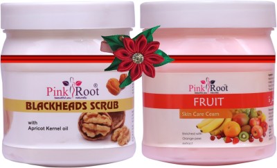 PINKROOT Blackheads Scrub 500gm with Fruit Cream 500gm(2 Items in the set)