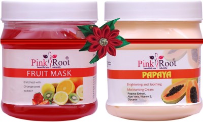 PINKROOT Fruit Mask 500gm with Papaya Cream 500gm(2 Items in the set)