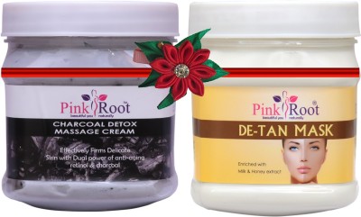 PINKROOT Charcoal Cream 500gm with De-Tan Mask 500gm(2 Items in the set)