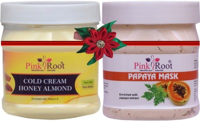 PINKROOT Honey Almond Cold Cream 500gm with Papaya Mask 500gm(2 Items in the set)