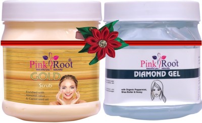 PINKROOT Gold Scrub 500gm with Diamond Gel 500gm(2 Items in the set)