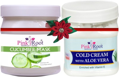 PINKROOT Cucumber Mask 500gm with Aloevera Cold Cream 500gm(2 Items in the set)