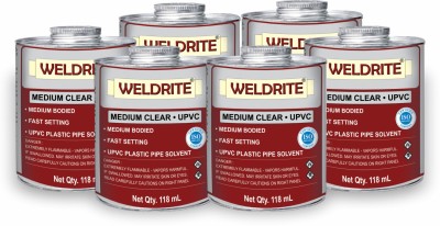 Weldrite UPVC Medium Clear Solvent Cement (Pack of 6 cans) Contact Cement(118 ml)