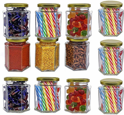 FancyCrystal Glass Grocery Container  - 220 ml(Pack of 12, Gold)