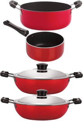 NIRLON DKD(B)_DKD(J)_SP(B)_CS24 Non-Stick Coated Cookware Set(PTFE (Non-stick), Aluminium, 4 - Piece)