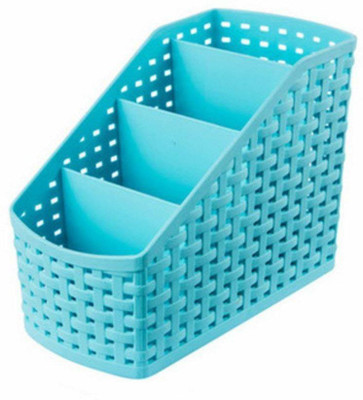 NIWRT 4 Compartments Plastic Pens Stand(Blue)
