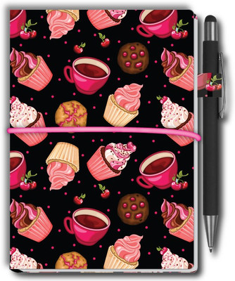 Nourish Small (7x5 in) Memo Pad with Sticky Notes, Stylus Pen & 1 Extra Pad… A6 Memo Pad Ruled and Unruled 50 Pages(CUPCAKE BLACK)