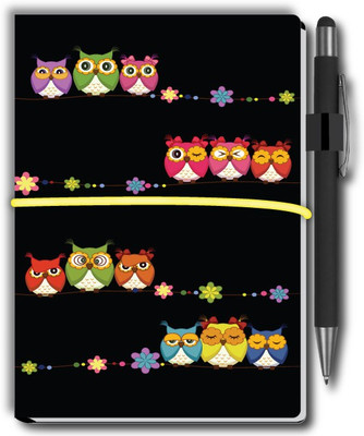Nourish Small (7x5 in) Memo Pad with Sticky Notes, Stylus Pen & 1 Extra Pad… A6 Memo Pad Ruled and Unruled 50 Pages(Owl)
