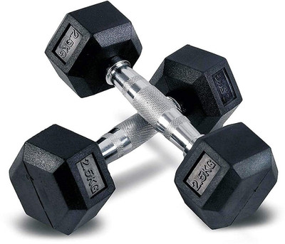 LCARNO Rubber Coated Hexa Exercise Dumbbells 2.5KG (Pack of 2) Fixed Weight Dumbbell Fixed Weight Dumbbell(2.5 kg)