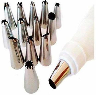 Biway 12 pcs. Cake Decorating Tool set Frosting Icing Piping Bag Tips with Steel Nozzles. Kitchen Tool Set(Baking Tools)