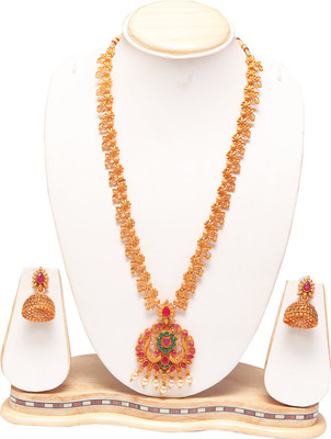 Swarajshop Alloy Gold-plated Green Jewellery Set(Pack of 1)