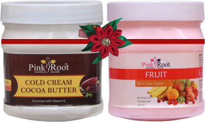 PINKROOT Cocoa Butter Cold Cream 500gm with Fruit Cream 500gm(1000 ml)