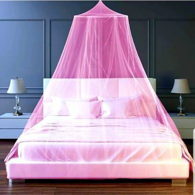 VD Enterprise Nylon Adults Washable Nylon Double Bed mosquito net for Adult [Pink] Mosquito Net(Pink, Ceiling Hung)