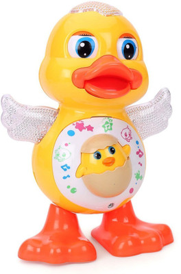 Honeybun Dancing Electronic Toy Duck Animals with Flashing LED Lights Musical Toys for Babies(Yellow)