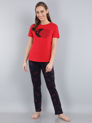 PIPER INTERNAATIONAL Women Printed Multicolor Top & Pyjama Set