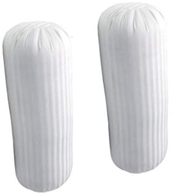 ROYALREOX Microbeads Stripes Bolster Pack of 2(White)