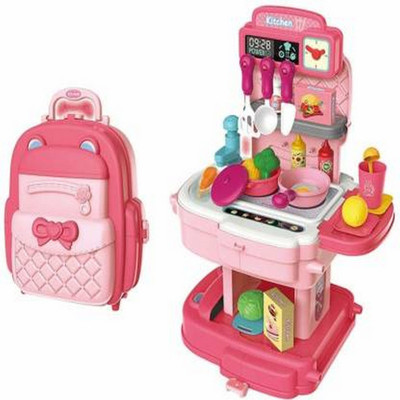 signix toys School Bag Style Kids Kitchen Playset,with 34pcs Play Accessories Set for Kids (Multicolor)