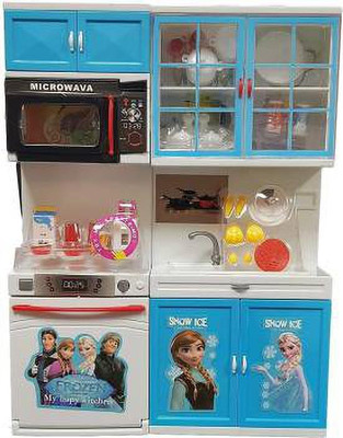 meeraenterprise Frozen Kitchen Battery Operated Play Set with Refrigerator for Baby Girls