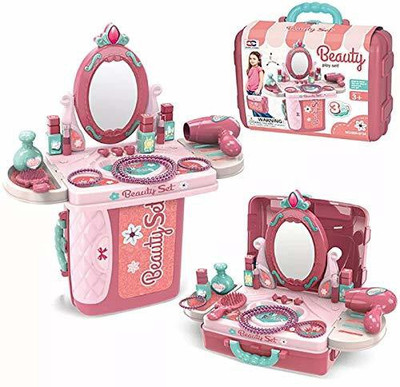 Nabhya Children Beauty Makeup Kit Pretend Play Fashion Set Toy with Carry case Suitcase