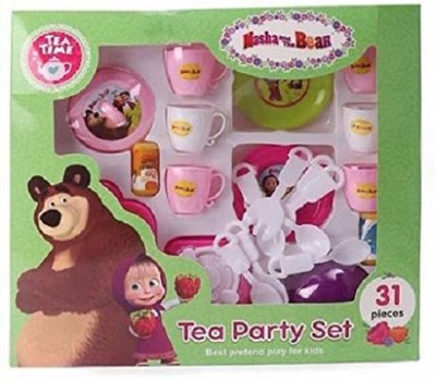 Jayaansh Traders Masha and The Bear Luxurious Tea Party Food Kitchen Pretend Play Toy with Teapot, Cups Set