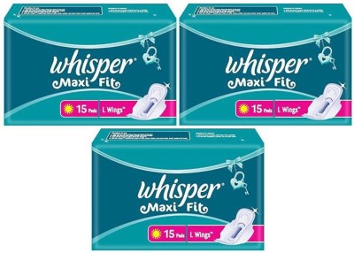 Whisper Maxi Fit - L 15+15+15 Pad Sanitary Pad(Pack of 3)