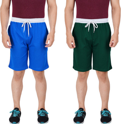 PRIDE APPAREL Solid Men Light Blue, Green Basic Shorts