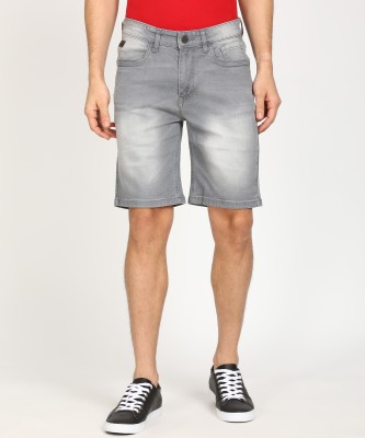 WROGN Solid Men Grey Denim Shorts