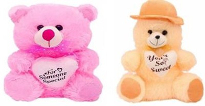 Nihan Enterprises Gift basket stuffed Soft Toy for kids/Birthday Gift/Boy/Girl combo of Pink Someone Special 30cm with Beige Cap Teddy  - 30 cm(Multicolor)