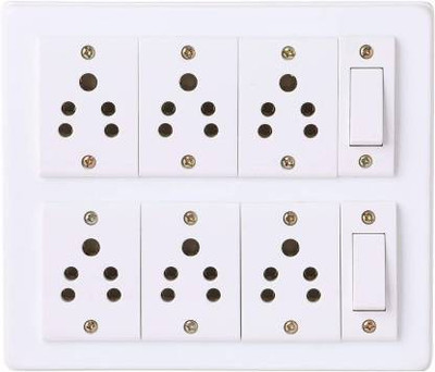 Stallionpro Heavy Duty PVC Extension Board ( 2 Switches & 6 Sockets) Only Board 6 Socket Extension Boards (White) 6  Socket Extension Boards(White, 0 m)