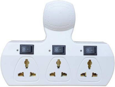 DPKRADHE ENTERPRISES EX-BO-D00102/ -3+3-Plug in 12 A Three Pin Socket 3  Socket Extension Boards(White, 12.13 m)