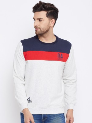 BISHOP COTTON Full Sleeve Color Block Men Sweatshirt