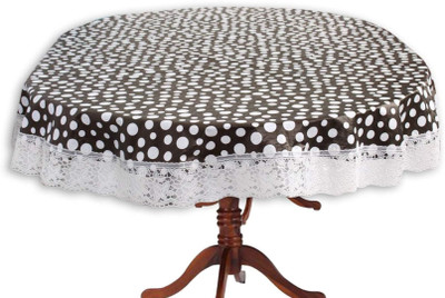 MONKDECOR Polka 6 Seater Table Cover(Brown, Plastic)