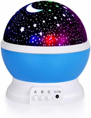 ultimate shopping network Round Star Master Projector Romantic Sky Star Master Night Light Projector for Children, Kids, Baby Sleep - Lighting USB Lamp Led Projection (Multi-Color, Pack of 1) Night Lamp(12 cm, Blue)